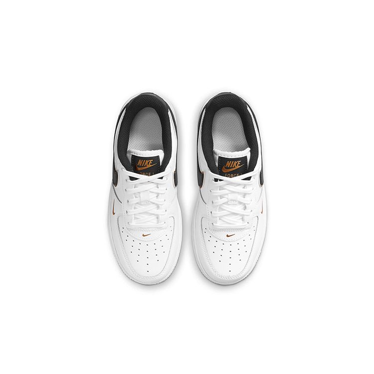 Nike Force 1 LV8 PS Metallic Swoosh Pack — Детские кроссовки белые металлик-золотой черный DM3386-100