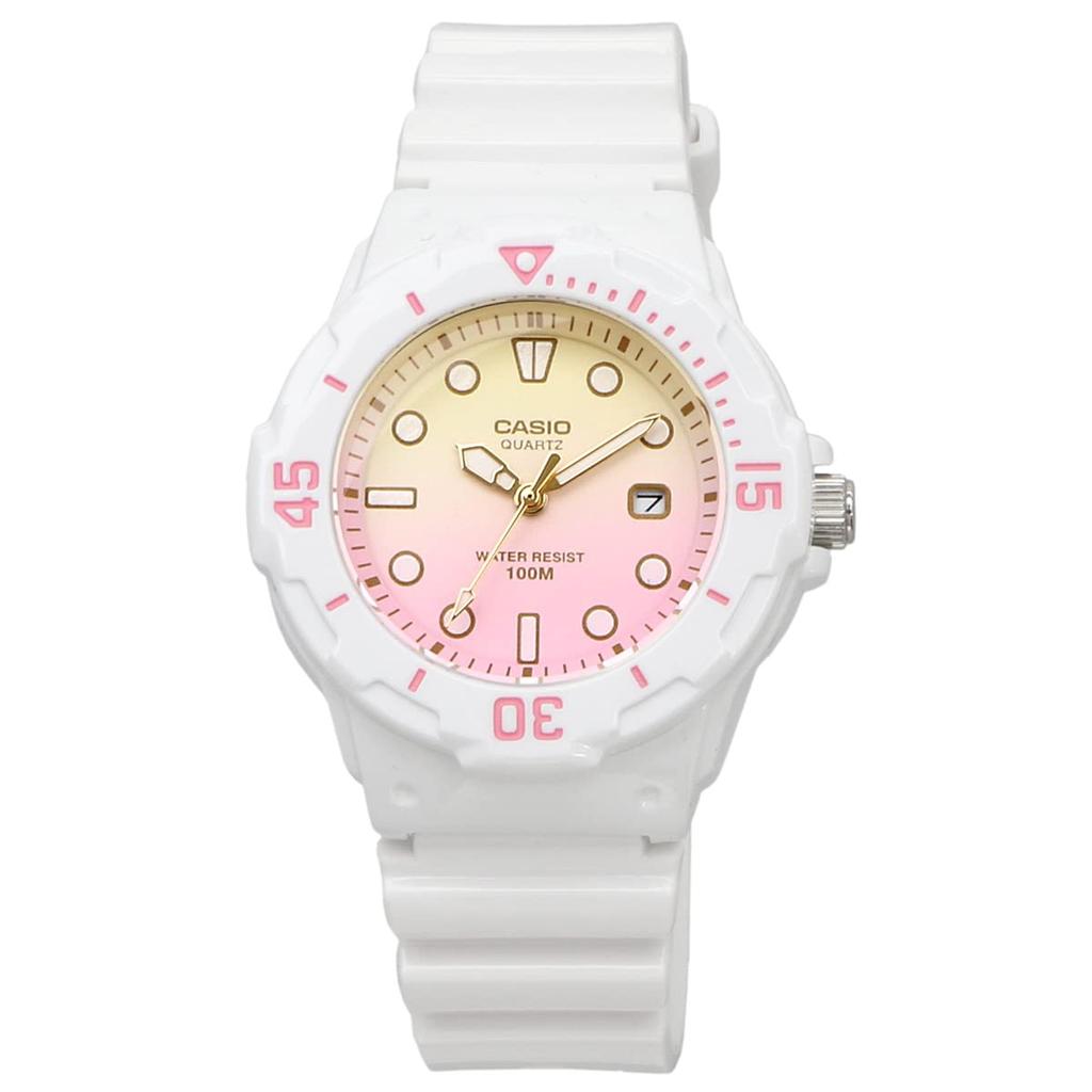 Casio Аналоговые часы LRW-200H-4E2V для женщин и детей, глянцевые белые с пастельно-розовым градиентом, модель для зарубежного рынка [параллельный импорт]