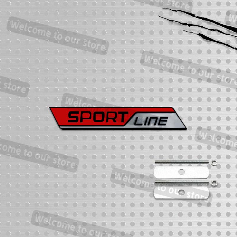 JBIW9 3D Metal Car Styling Sport Line Grille Emblem Side Decals Rear Trunk Body Badge For Skoda VRS Octavia Scala Vision Rapid Kodiaq