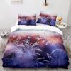 3D Snowflake King Queen Duvet Cover Romantic Purple Snow Landscape Bedding Set For Kids Teens Adults Christmas Soft Quilt Cover