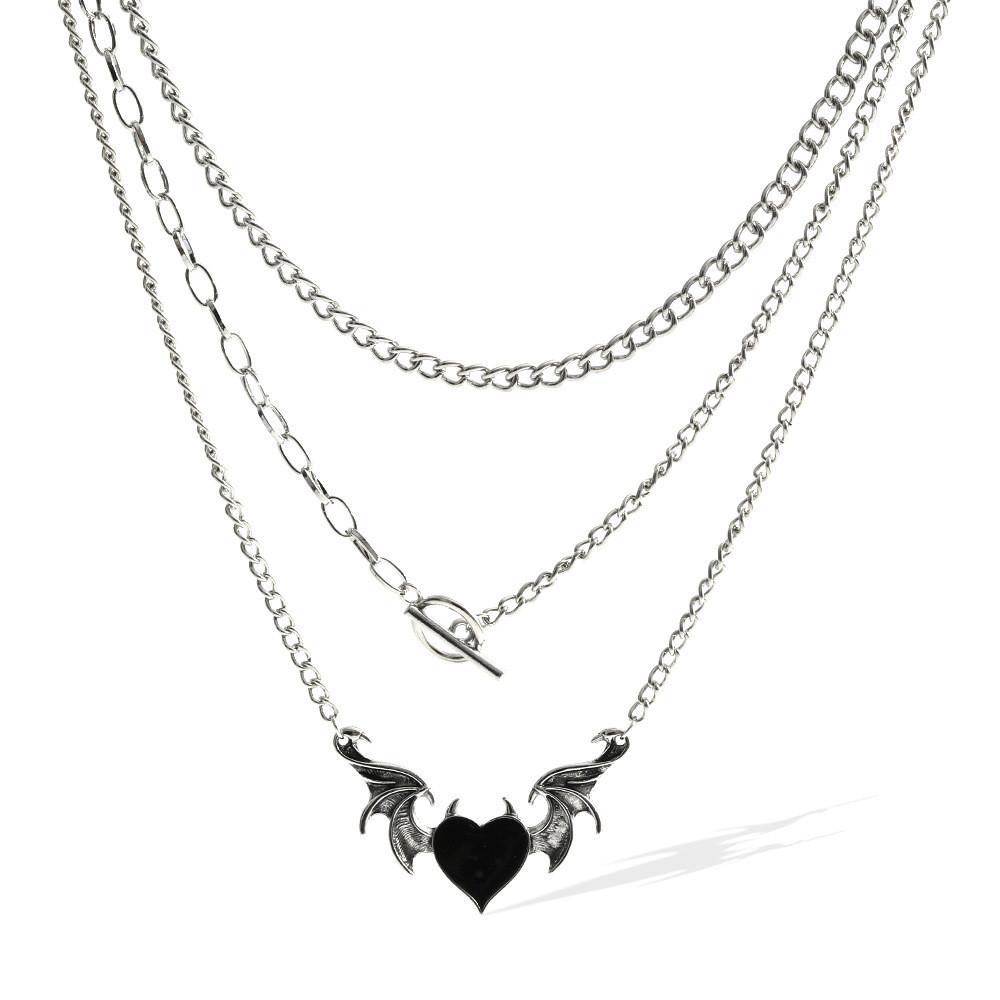Modern Alloy Heart And Wing Necklace Stylish Versatile Jewelry For Women