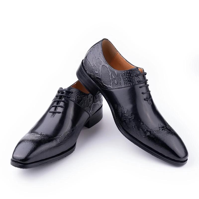 Fashion YAOLIDA Business Oxfords Shoes For Men Luxury Handmade Dress Wedding Office Side Pretty Printing Preminum Formal Leather Shoe CN