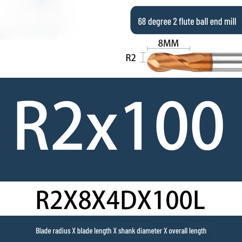 Tungsten Steel Ball Nose End Mill, 68° & 65° CNC Alloy, Extended Reach Cutter