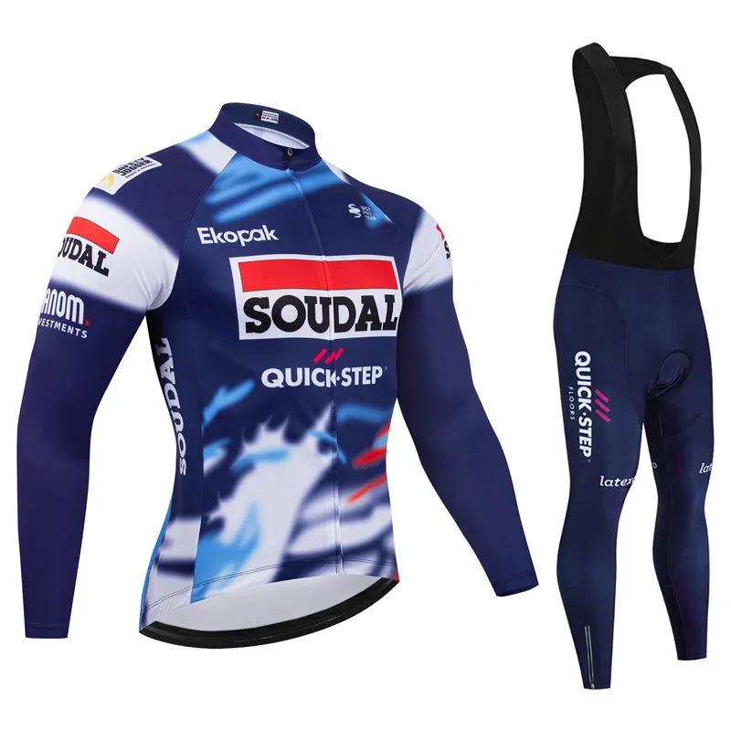 Команда Soudal Quick Step Осенний Велосипедный Джерси Комплект Мужская Велосипедная Одежда Одежда с Длинным Рукавом Велосипедная Форма MTB Джерси Одежда для Велоспорта