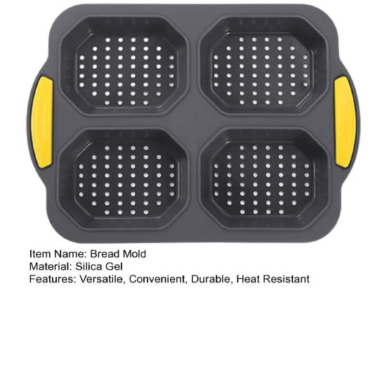 Bread Mold Heat Resistant Non-stick Pastry Mold Silicone Bread Baking Mold with 4 Grids for Home Kitchen