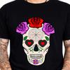 Sugar Skulls Roses Heart Eyes Day Of The Dead Dia De Los Muertos Mexican T-Shirt
