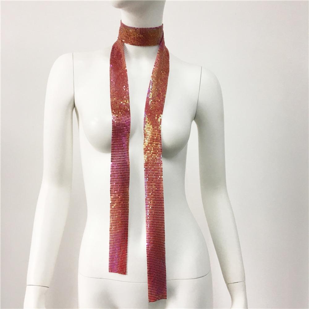 Glittering Sequin Scarf Aesthetic Bling Neckerchief Lightweight Slender Scarf Party