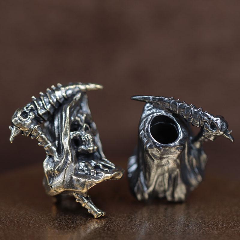 Grim Reaper Skull Brass Knife Beads EDC DIY Paracord Woven Bracelets Lanyard Pendants Accessories Outdoor Tool Hangings Charms