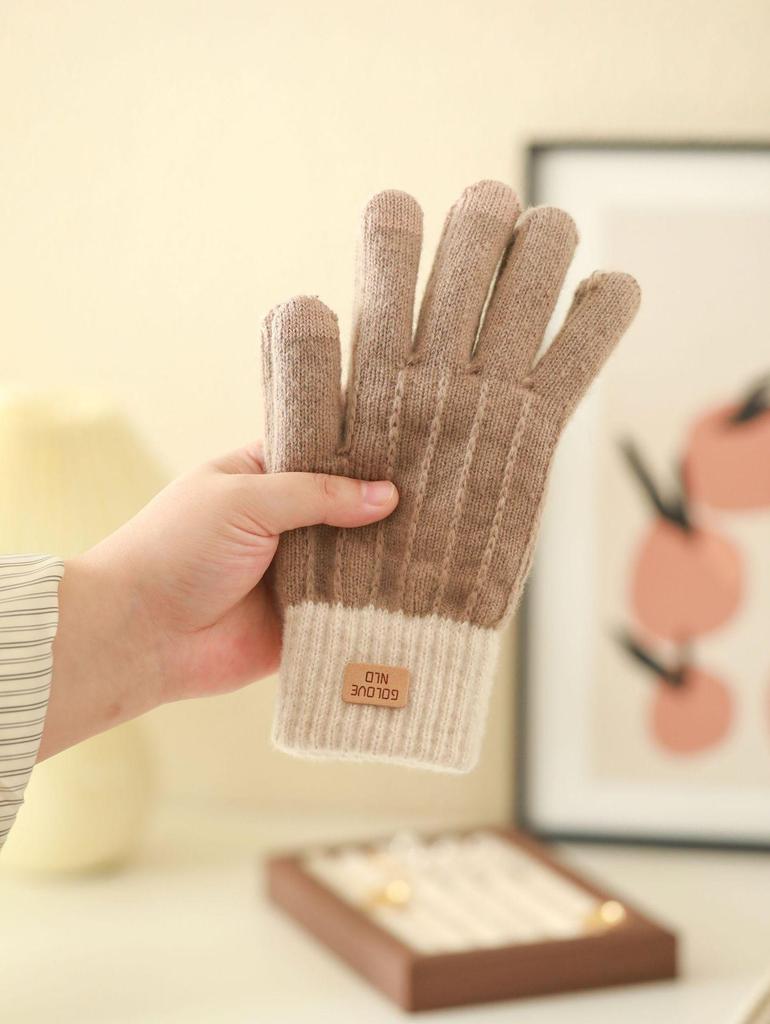 Зимние перчатки для велоспорта с сенсорным экраном в корейском стиле с бархатной подкладкой - теплые, унисекс, шерсть