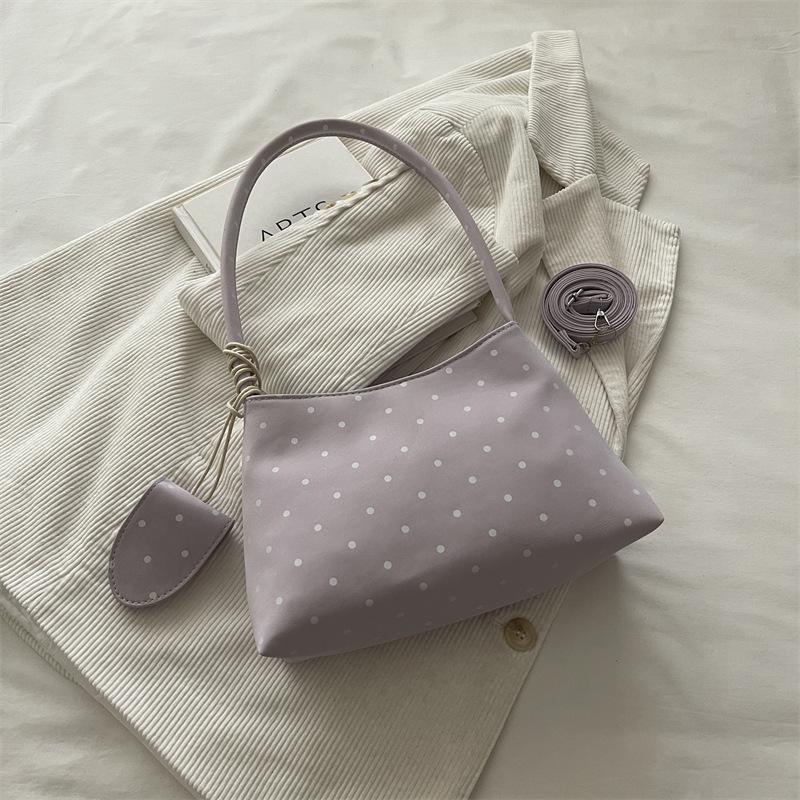 Korean Style Retro Polka Dot Tote Bag Women Lightweight Large Capacity Shoulder Crossbody Bag