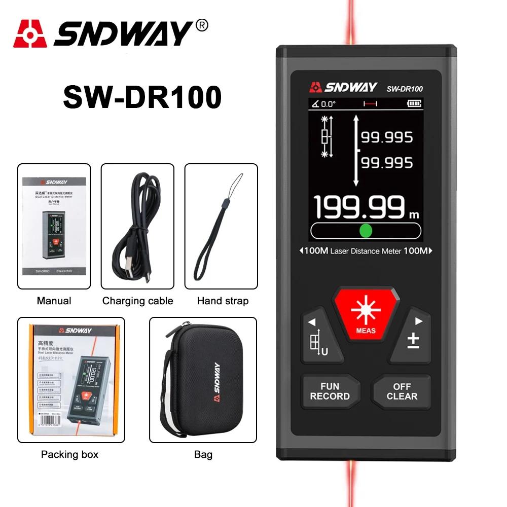 SNDWAY SW DR60 DR100 DG60 DG100 Лазерный дальномер Двунаправленная лазерная рулетка Двусторонний электронный уровень Измеритель расстояния