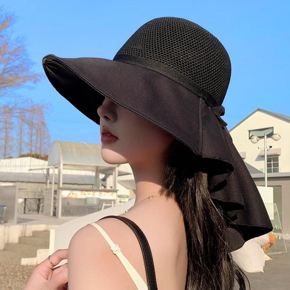 Летняя женская шляпа от солнца с защитой от УФ-лучей и защитой шеи, новая женская шляпа-ведро для леди