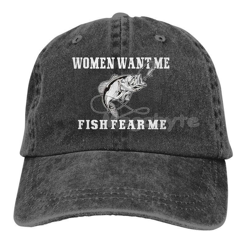 Женская бейсболка Want Me Fish Fear Me Washed, кепка Trucker Hat для взрослых, унисекс, регулируемая, для папы, летняя, дышащая, эластичная
