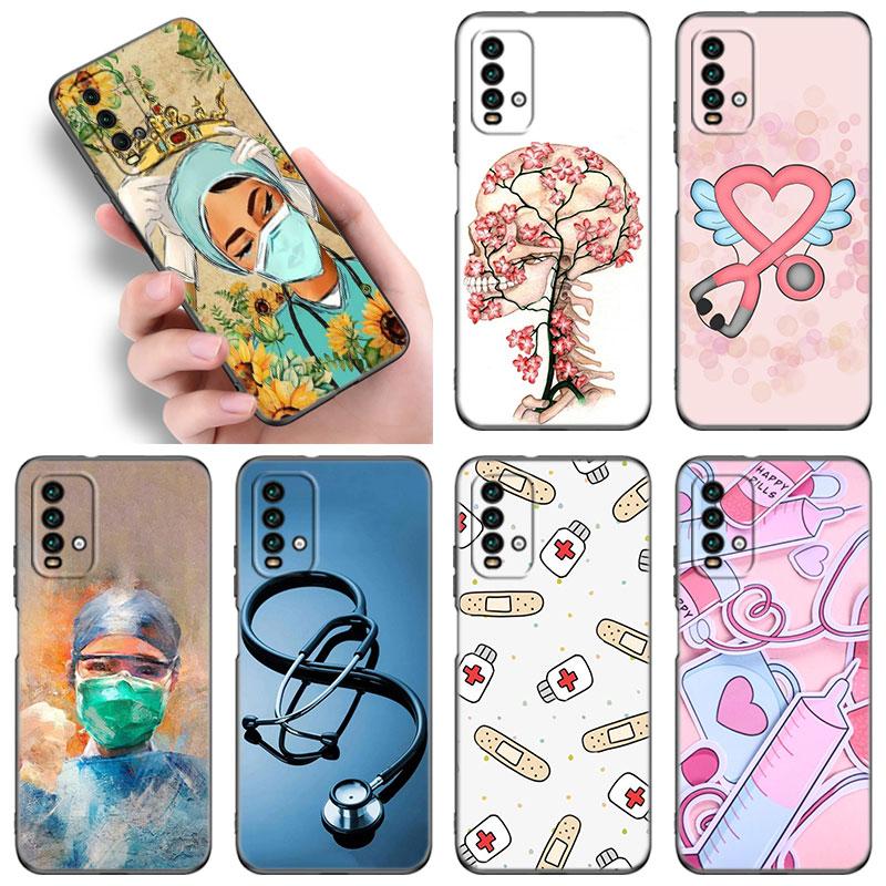 Doctor Nurse Health Phone Case For Xiaomi Redmi Note 5 6 9T K20 K40 K50 Pro 7A 8A 9A 9C 9i 10A 10C A1 S2 Soft TPU Black Cover