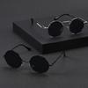 2PCS Fashion Round Metal Frame Hip Hop Men Sunglasses For Women Vintage Daily Life Shades Eyewear Accessories.