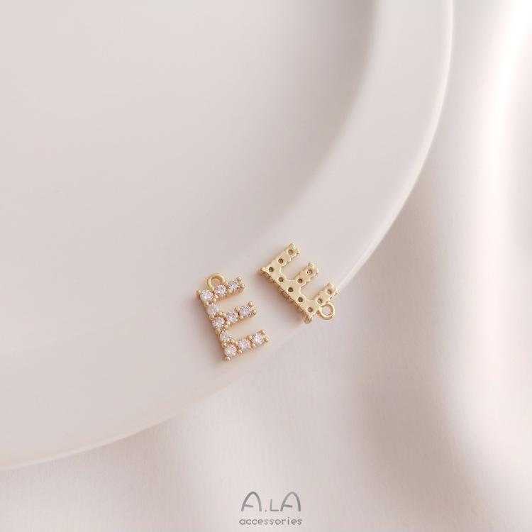 14K Gold Plated Zircon Alphabet Pendant for DIY Jewelry Accessories