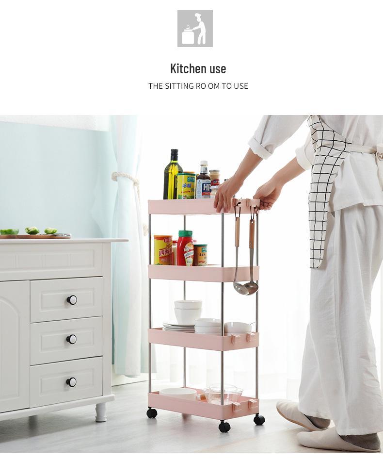 Многоярусная напольная тележка-полка для хранения для ванной и кухни