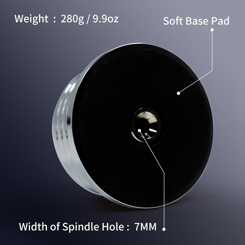 MayRecords Record Weight LP Aluminum Disc Stabilizer Turntable Vinyl Clamp Aluminum Vibration Damper for Record Player (Silver)