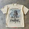 The Things Horror Movie Vintage Retro Short Sleeve Sand Color Shirt Vk01961 Vintage Homme Streetwear Versatile