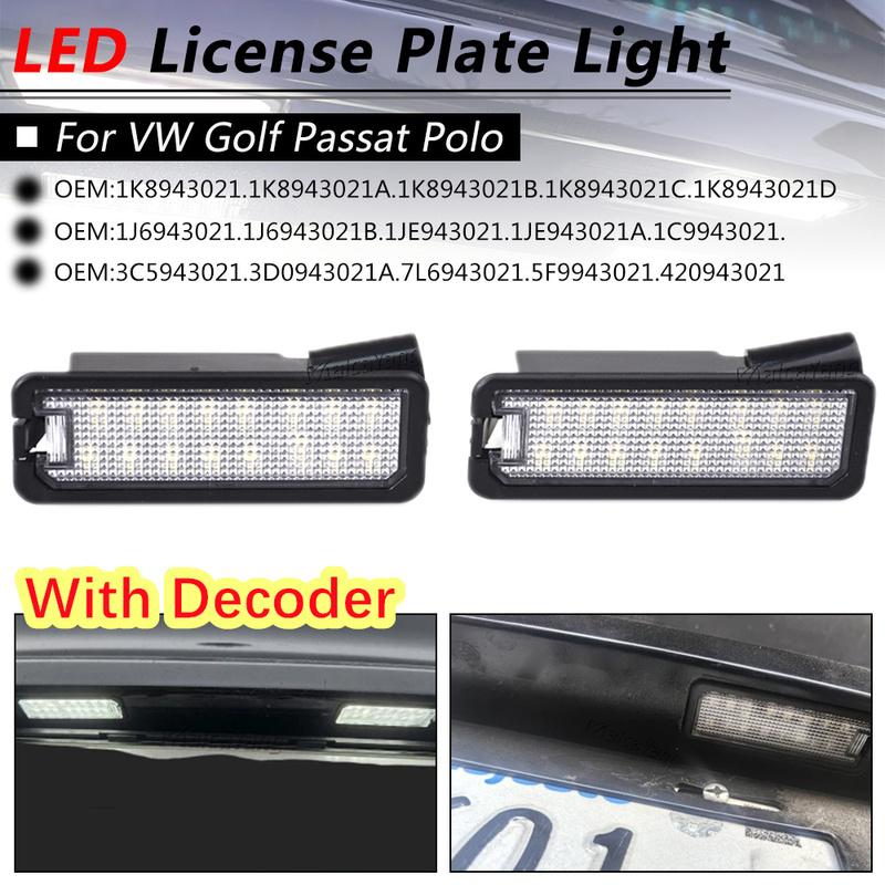 For VW GTi Golf 4 5 6 7 MK4 MK5 MK6 MK7 Passat B7 CC EOS Scirocco Beetle 2PCS LED Number License Plate Lights With Canbus