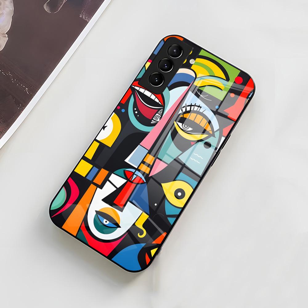 Абстрактный чехол для телефона в стиле Пикассо для Samsung A56 A36 A26 A16 A15 A25 A35 A55 A14 A34 A24 A54 Стеклянный чехол