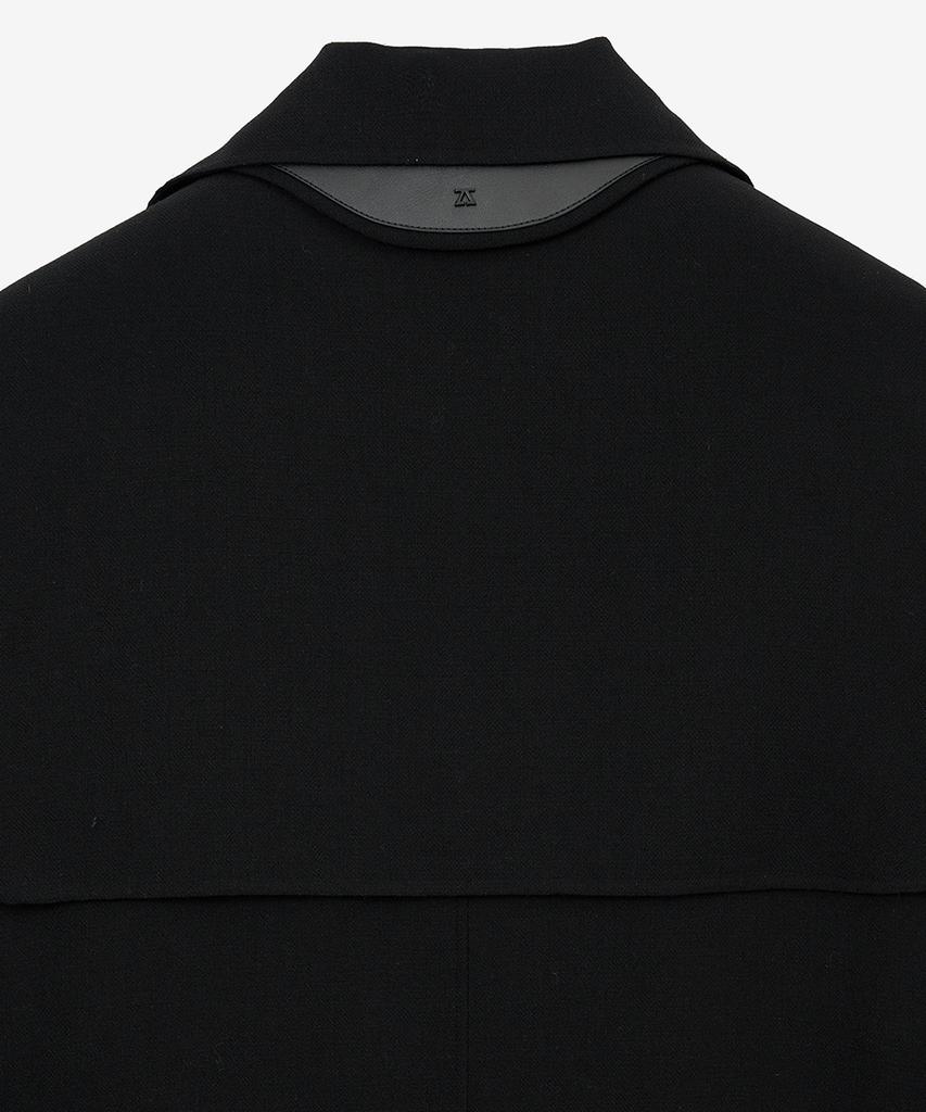Ziosongzio Handmade Semi-Double Balmacaan Coat Black Zi2Tc201Bk