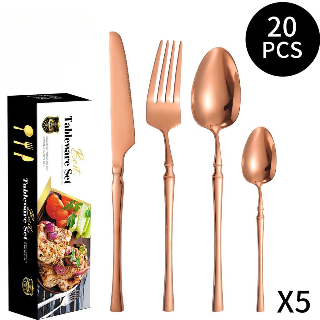 Stainless Steel Ins French Style Small Waist Light Luxury Retro Style Spork for Western-Style Food 16-Piece Set