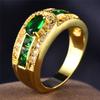 Luxury Yellow Gold Color Blue Green Purple Oval Stone CZ Ring Engagement Ring Wedding Band Ring Valentine's Day Gift