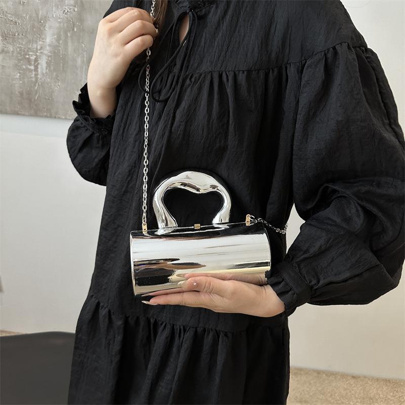 This Year's Popular Bag Women's 2025 New European and American Fashion Glossy Shoulder Bag Ins Acrylic Portable Cylinder Bag