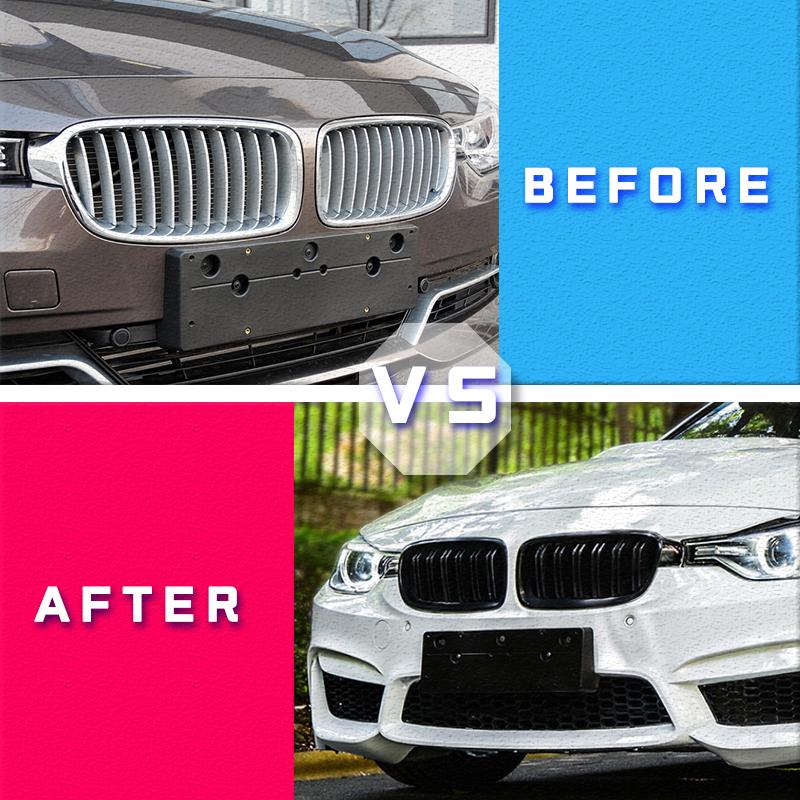Car Front Grille Racing Front Sport Grill Gloss Black Double Slat Kidney Grille For BMW 3-Series F30 F31 F35 2011-2019