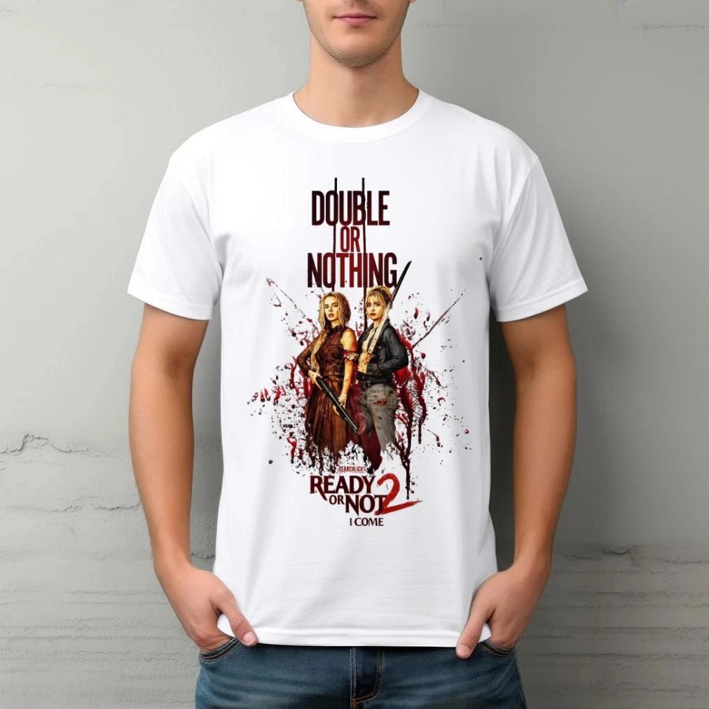 movie RON2 Ready or Not 2 graphic 100Cotton unisex shirt 2026 Summer New high quality fashion oversized Y2k Short sleeve Tshirt