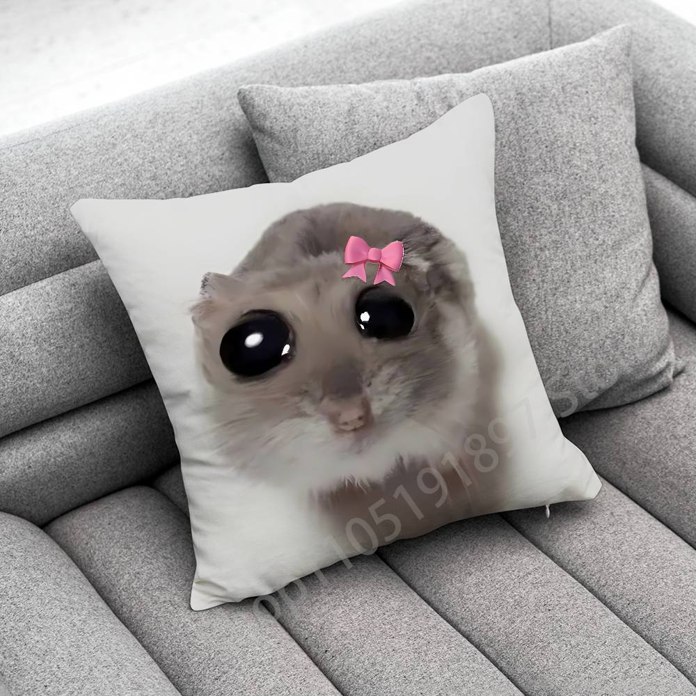 Funny Sad Hamster Meme Throw Pillow Case For Square Bedroom Pillowcase Cover
