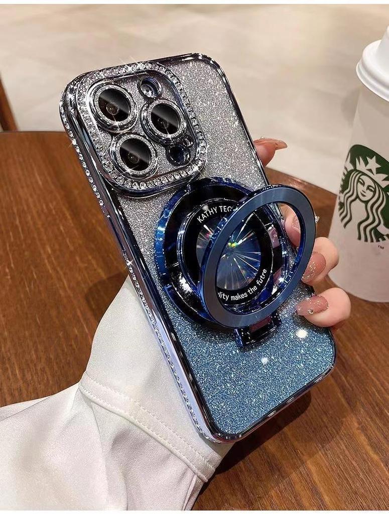 Применимо к чехлу для мобильного телефона iPhone11Promax, гальваническое покрытие, стразы, блестки, Apple 11, зеркальный, магнитный держатель, защитный чехол