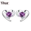 Silver Plated Heart Stud Earrings for Women, Korean/European Style Jewelry.
