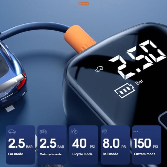 Car Tire Inflator Mini Air Compressor with LED Light Rechargeable Portable Electric Air Pump Motorcycle Bicycle Tire Air Filling Pump