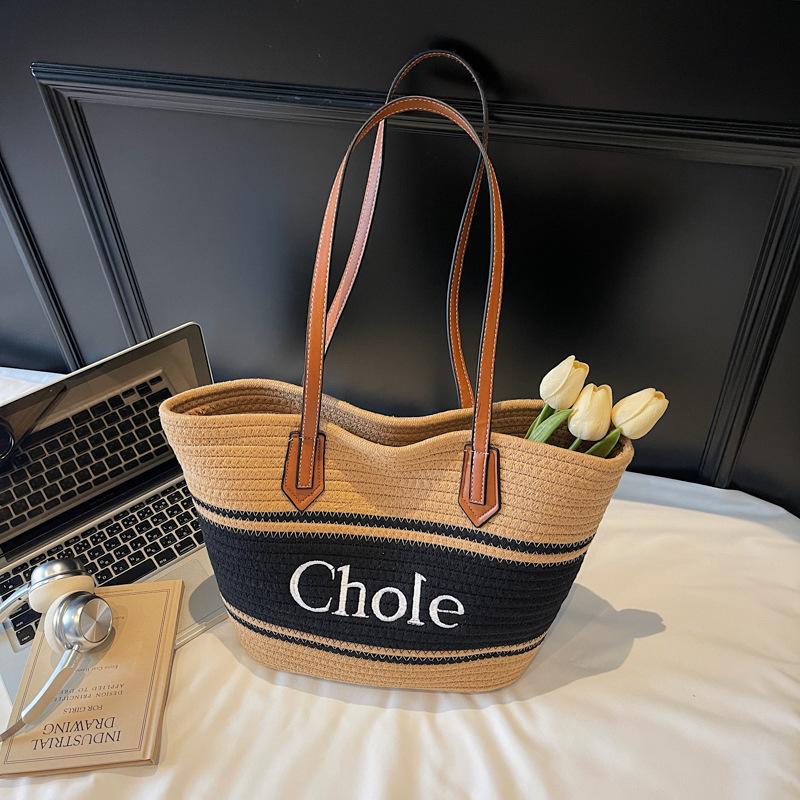 High-quality Cotton Rope Bag, Large-capacity Tote Bag, Bucket Bag, Shoulder Women's Bag, Beach Bag, Straw Bag.