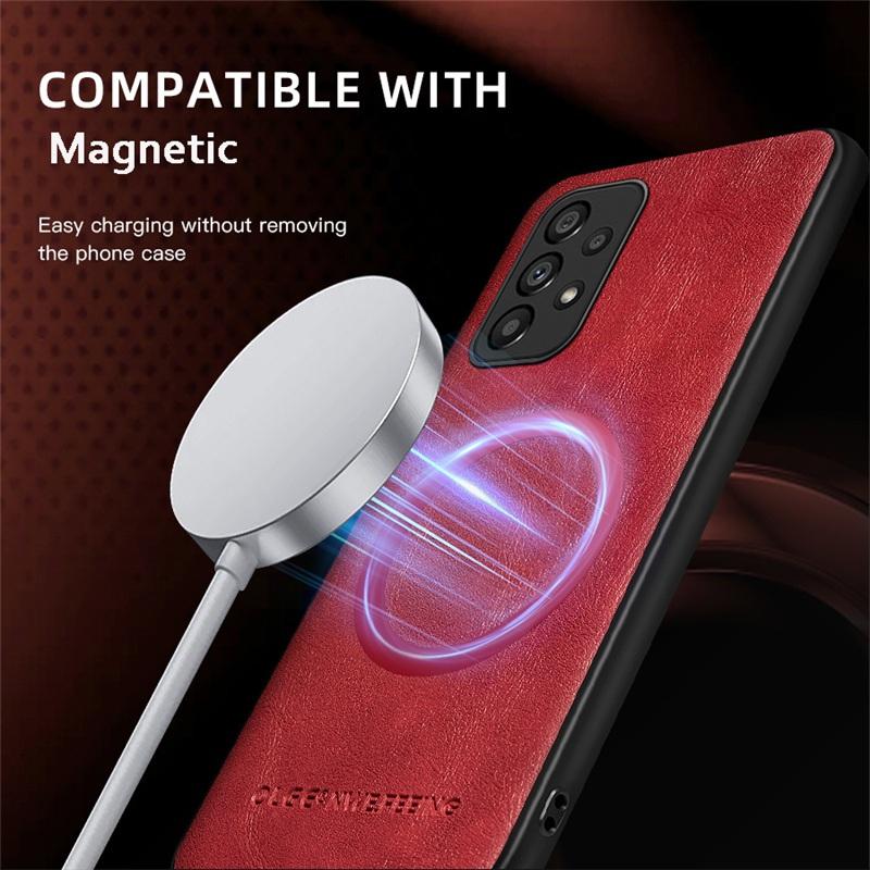 Magnetic Wireless Charge Leather Phone Case for Samsung Galaxy A53 A14 A33 A23 A13 A52 A52S A32 A22 A71 A51 Soft Bumper Cover