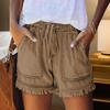 Женские шорты с эластичным поясом средней посадки и широкими карманами на шнурке, впитывающие пот, однотонные манжеты с кисточками, спортивные шорты, уличная одежда
