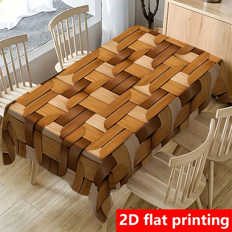 2D flat printing, 1 piece of brown-themed rectangular tablecloth, modern art design, very suitable for families and kitchens.PMJ