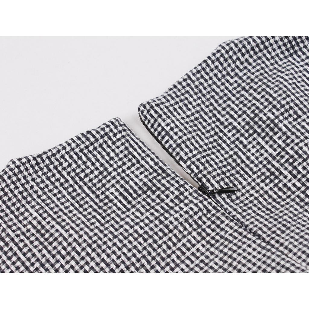 GMXIA Стиль Хепберн, вырез под горло, черная талия, рукава-семь точек, винтажное элегантное женское платье-халат, хлопок