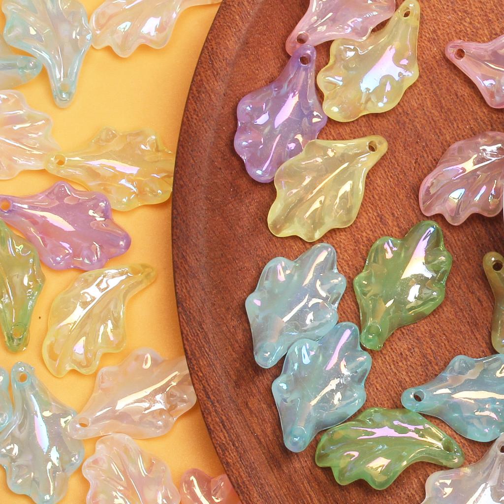 10 шт. креативные акриловые кулон с имитацией глазури и листьев, цветные бусины с УФ-покрытием, браслет «сделай сам», изготовление ювелирных изделий