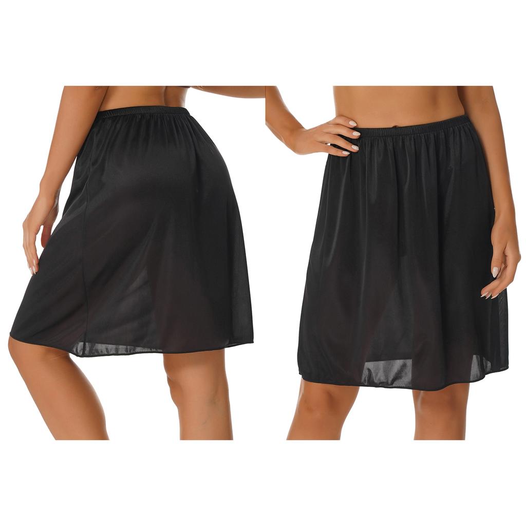 Женская однотонная нижняя юбка с эластичной резинкой на талии, внутренняя юбка-миди, длинная нижняя юбка