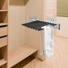 9-Rod Pull-Out Pants Rack – Heavy Duty Slide-Out Trouser Organizer with Silent Rails & Anti-Slip Flocking – Black/Silver