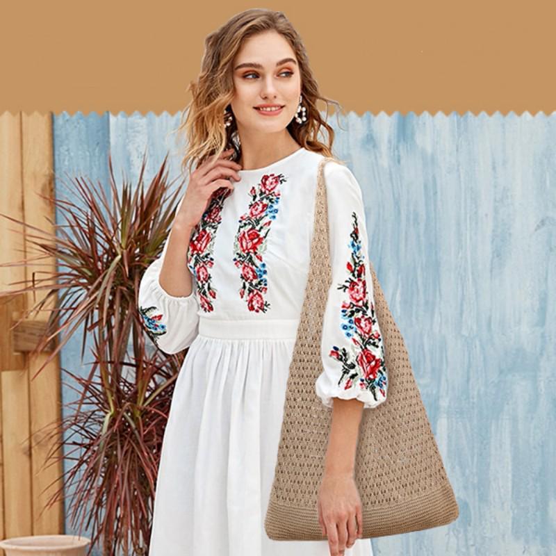 Легкие и эстетичные женские летние вязаные крючком сумки-тоут — идеально подходят для пляжа, шопинга и вечеринок