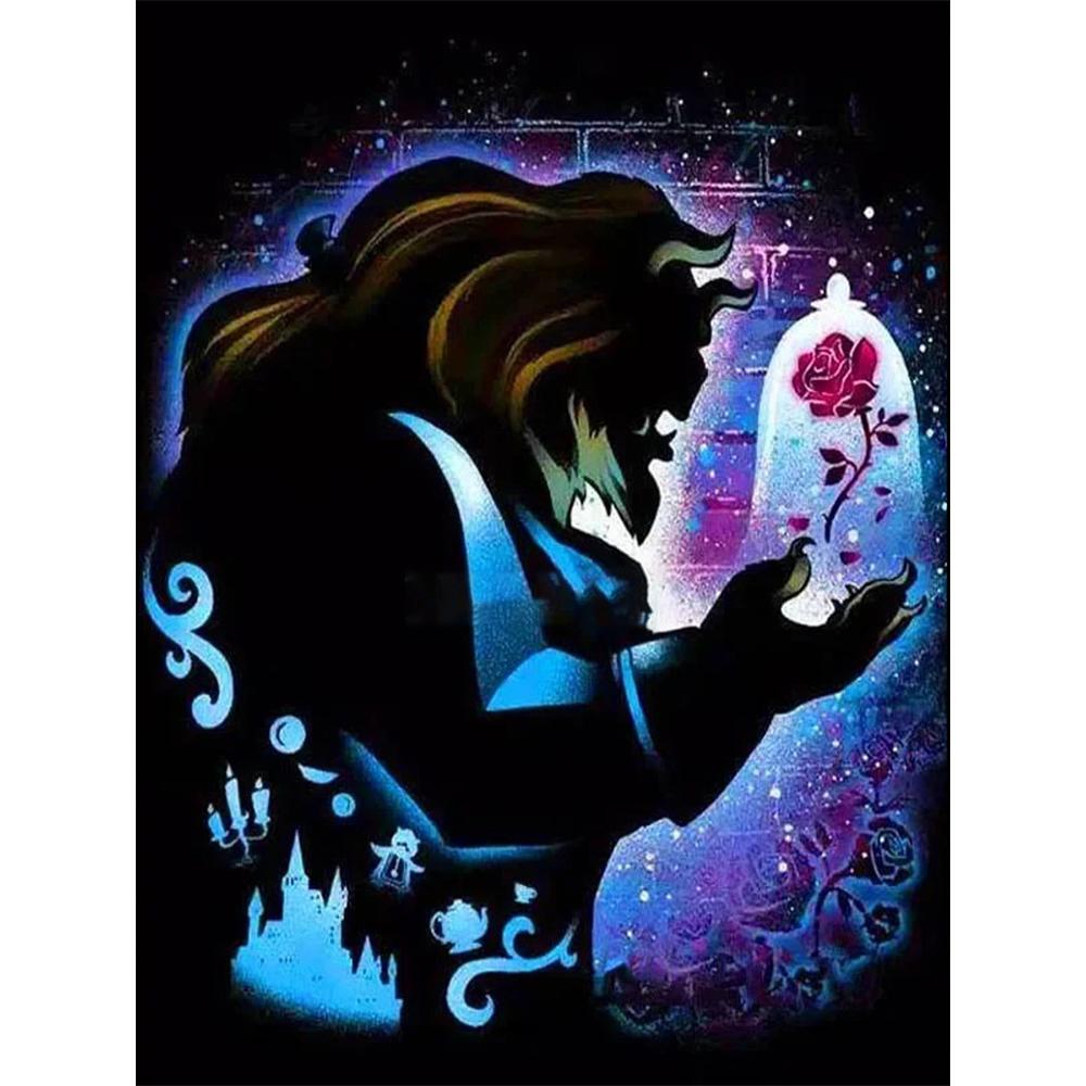 Disney Алмазная живопись Красавица и Чудовище Волшебное Звездное Небо Силуэт Стиль Настенное Украшение Полная Алмазная Вышивка Крестом Сделай Сам Подарок Домашнее Украшение
