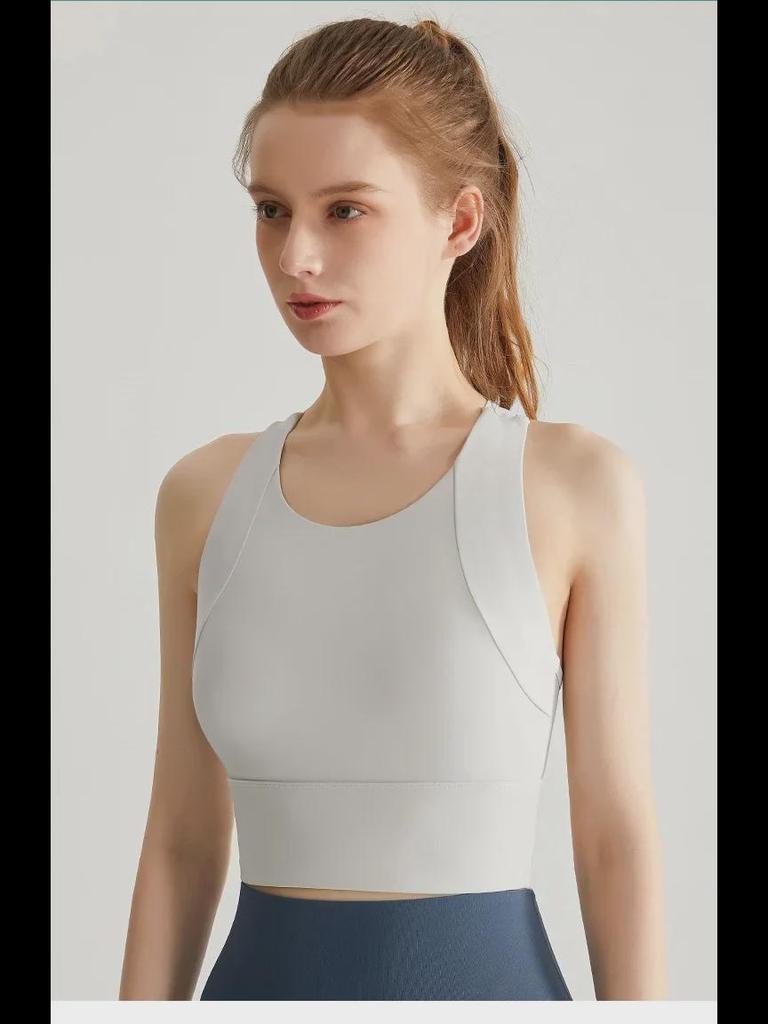 Women's Cross-Border Shockproof Nude Sports Bra: Quick-Dry, High-Strength for Running & Yoga with Integrated Cup