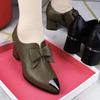 Autumn New Heeled Shoes for Women Fashion Butterfl Knot Pionted Toe Chunky Heel Women's Single Shoes Dress Office Ladies Pumps