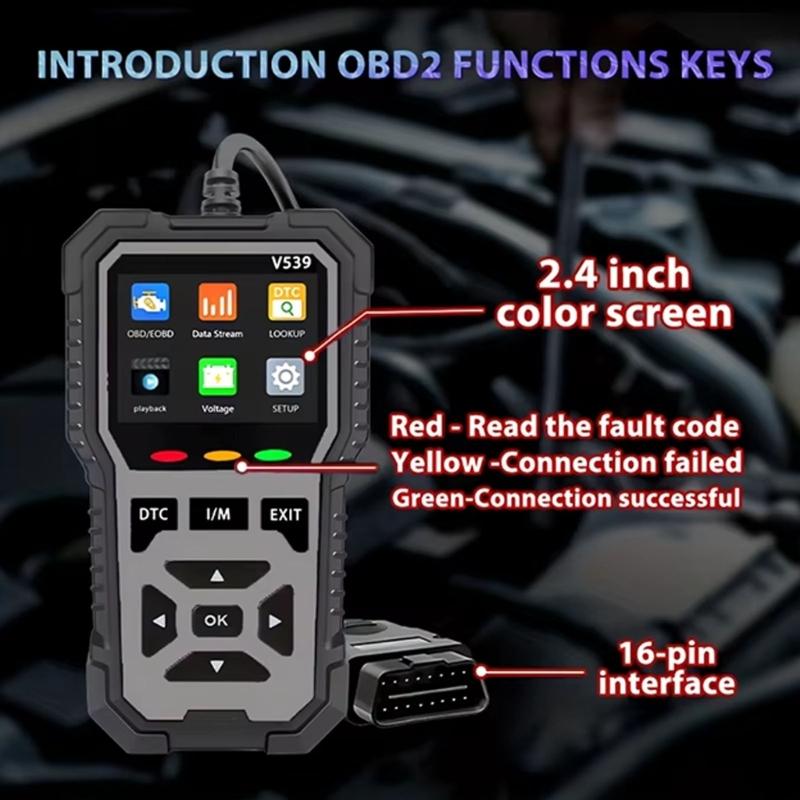 Проводной диагностический инструмент OBD2 V539 с цветным меню, просмотром неисправностей и проверкой аккумулятора для устранения неисправностей и регулярного обслуживания автомобиля в гараже