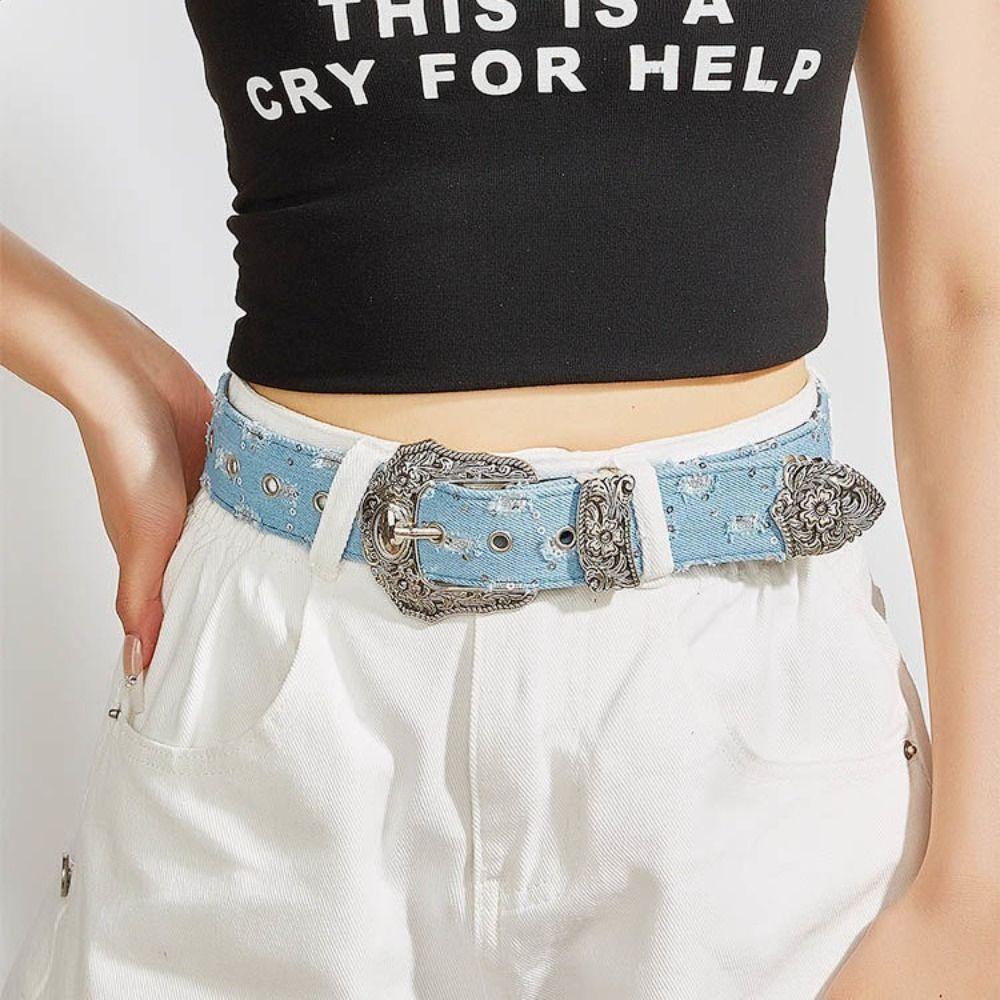 Ремни с металлической пряжкой в стиле Y2k, корейский стиль, винтажный широкий ремень, модный ретро джинсовый ремень, женский