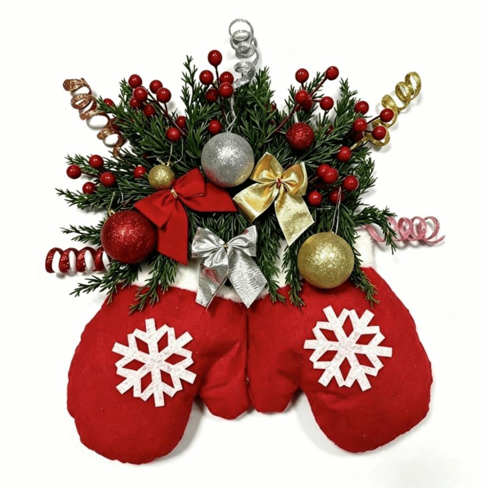 Glove Shape Christmas Glove Wreath Simulated Flower Christmas Garland Christmas Wreath Living Room